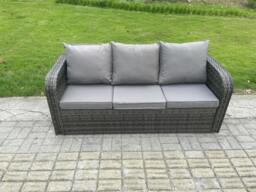 Rackhams High Back Rattan Garden Furniture Set with Loveseat Sofa Coffee Table Side Table 2 Big Footstool Indoor Outdoor Patio Lounge Sofa Set - thumbnail 3