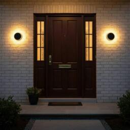 Rackhams 12 Watt Round Black LED Outdoor Wall Lamp - thumbnail 3
