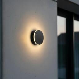 Rackhams 12 Watt Round Black LED Outdoor Wall Lamp