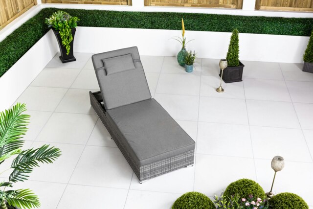 Rackhams Rattan Sun Lounger - 1 - Grey - image 1