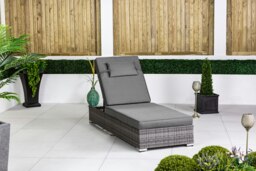 Rackhams Rattan Sun Lounger - 1 - Grey - thumbnail 2