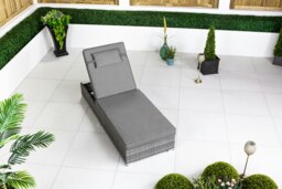 Rackhams Rattan Sun Lounger - 1 - Grey - thumbnail 1