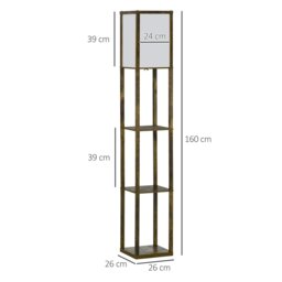 Rackhams Floor Lamp Reading Lamp with 3-Tier Storage Shelf Brown - thumbnail 4