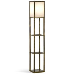 Rackhams Floor Lamp Reading Lamp with 3-Tier Storage Shelf Brown - thumbnail 2