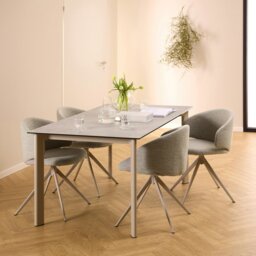 Rackhams Palermo Ceramic Dining Table in Grey 160x75cm Included 4 Ella Swivel Beige Dining Chairs - Grey - No - Grey - thumbnail 1