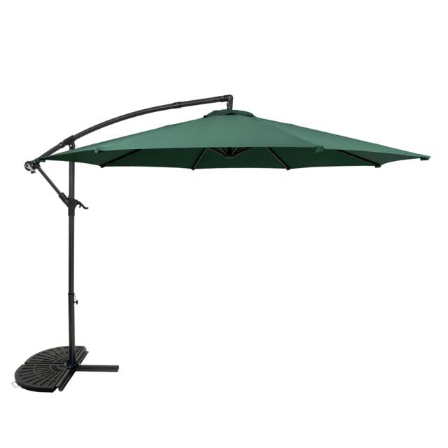 Rackhams Cantilever Parasol 3m With Half Fan Base – Green - image 1