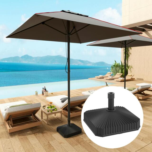 Rackhams Patio Parasol Base Umbrella Stand, Sand/Water Filled, Black - 45L x 45W x 30H cm - 1 - Centre Pole Umbrella Base - image 1