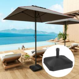 Rackhams Patio Parasol Base Umbrella Stand, Sand/Water Filled, Black - 45L x 45W x 30H cm - 1 - Centre Pole Umbrella Base - thumbnail 1