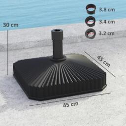 Rackhams Patio Parasol Base Umbrella Stand, Sand/Water Filled, Black - 45L x 45W x 30H cm - 1 - Centre Pole Umbrella Base - thumbnail 3