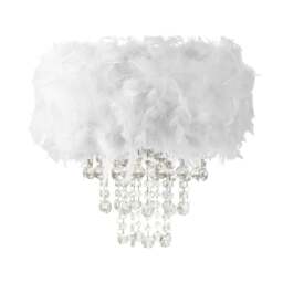 Rackhams Contemporary White Feather Pendant Light Shade with Transparent Acrylic Droplets