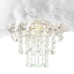 Rackhams Contemporary White Feather Pendant Light Shade with Transparent Acrylic Droplets - thumbnail 4