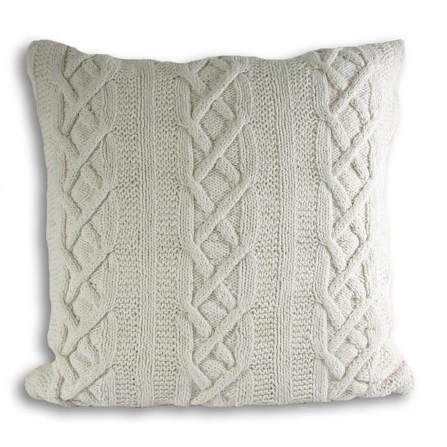 Rackhams Aran Cushion Cover - Cream - 55x55cm - Cream - 100% Cotton