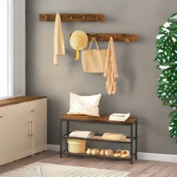 Rackhams Hallway Shoe Bench Set with 9 Hooks and Shelf