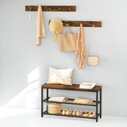 Rackhams Hallway Shoe Bench Set with 9 Hooks and Shelf - thumbnail 6
