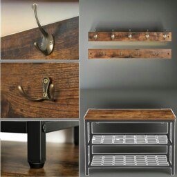 Rackhams Hallway Shoe Bench Set with 9 Hooks and Shelf - thumbnail 5