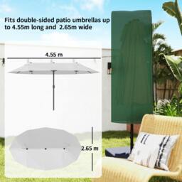 Rackhams Garden Parasol Cover for 2-4m Umbrella Protector, Dark Green - Φ60 x 160H cm - 1 - Patio Umbrella Cover - thumbnail 4