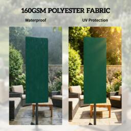 Rackhams Garden Parasol Cover for 2-4m Umbrella Protector, Dark Green - Φ60 x 160H cm - 1 - Patio Umbrella Cover - thumbnail 5
