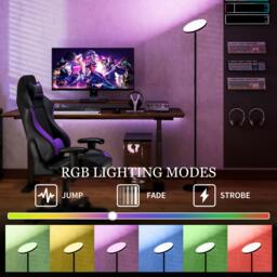 Rackhams RGB Floor Lamp with Rotatable Head, Modern Standing Lamp, Black - Black - thumbnail 4