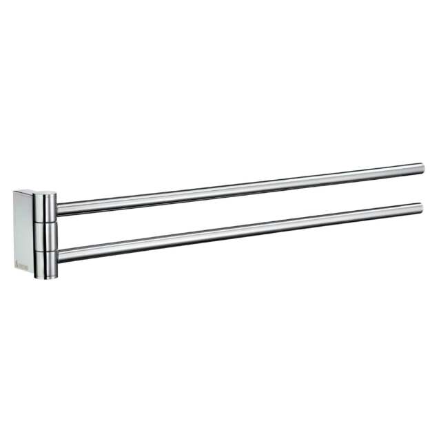 "Rackhams Polished Chrome Swing Arm Double Towel Rail 40cm/15.7"" Wall Mounted with Concealed Screws Bathroom Towel Holder"