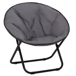 Rackhams Folding Saucer Moon Chair Oversized Padded Seat Round Oxford Blue - Blue - thumbnail 6