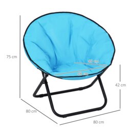 Rackhams Folding Saucer Moon Chair Oversized Padded Seat Round Oxford Blue - Blue - thumbnail 5