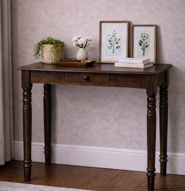 Rackhams Solid Wood Heritage Turned-Leg Desk, Brown - image 1