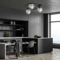 Rackhams SOPRA Ceiling lamp  3 x E14 Black with Graphite Shade - thumbnail 2