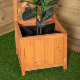 Rackhams 1.6m Samuel Alexander Natural Wooden Freestanding Garden Trellis with Raised Bed Planter - thumbnail 4