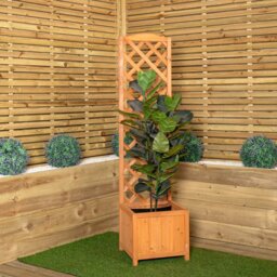 Rackhams 1.6m Samuel Alexander Natural Wooden Freestanding Garden Trellis with Raised Bed Planter - thumbnail 2