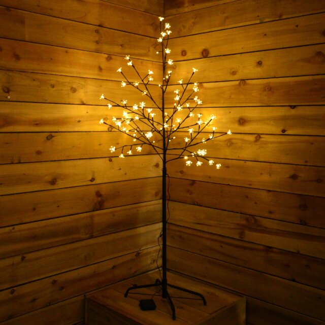 Rackhams Premier 1.5m Battery Cherry Blossom Tree - 96 Cool White LED Lights & Timer