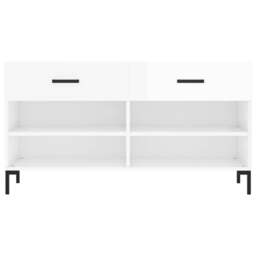 Rackhams Shoe Bench High Gloss White 102x35x55 cm Engineered Wood - thumbnail 6