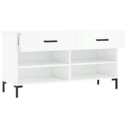 Rackhams Shoe Bench High Gloss White 102x35x55 cm Engineered Wood - thumbnail 5