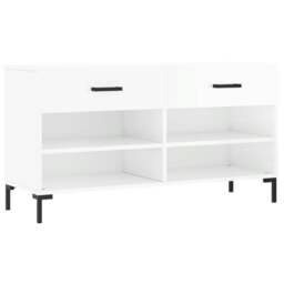 Rackhams Shoe Bench High Gloss White 102x35x55 cm Engineered Wood - thumbnail 2