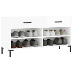 Rackhams Shoe Bench High Gloss White 102x35x55 cm Engineered Wood - thumbnail 3