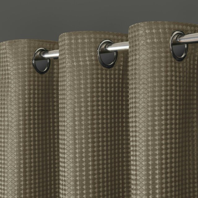 Rackhams Waffle Weave Total Blackout Jacquard Eyelet Header Curtains - 228cm x 228cm - Natural