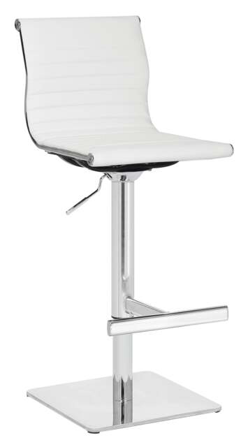 Rackhams Rovigo Deluxe Breakfast Bar Stool, Chrome Footrest, Height Adjustable Swivel Gas Lift, Home Bar & Kitchen Barstool, White - image 1