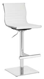 Rackhams Rovigo Deluxe Breakfast Bar Stool, Chrome Footrest, Height Adjustable Swivel Gas Lift, Home Bar & Kitchen Barstool, White
