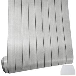 Rackhams Self Adhesive Wood Grain Wallpaper Slat Panel Effect Wall Decor Sticker - Grey - PVC - thumbnail 2