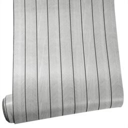 Rackhams Self Adhesive Wood Grain Wallpaper Slat Panel Effect Wall Decor Sticker - Grey - PVC