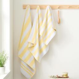 Rackhams Reversible Stripe Cotton Jacquard Towel Yellow - Hand Towel - Yellow - thumbnail 3