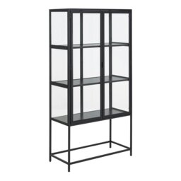 Rackhams Seaford 2 Glass Door Display Cabinet in Black - 1 - Full Assembly Required - Black