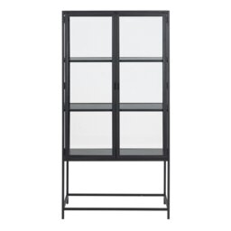 Rackhams Seaford 2 Glass Door Display Cabinet in Black - 1 - Full Assembly Required - Black - thumbnail 2
