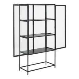 Rackhams Seaford 2 Glass Door Display Cabinet in Black - 1 - Full Assembly Required - Black - thumbnail 4