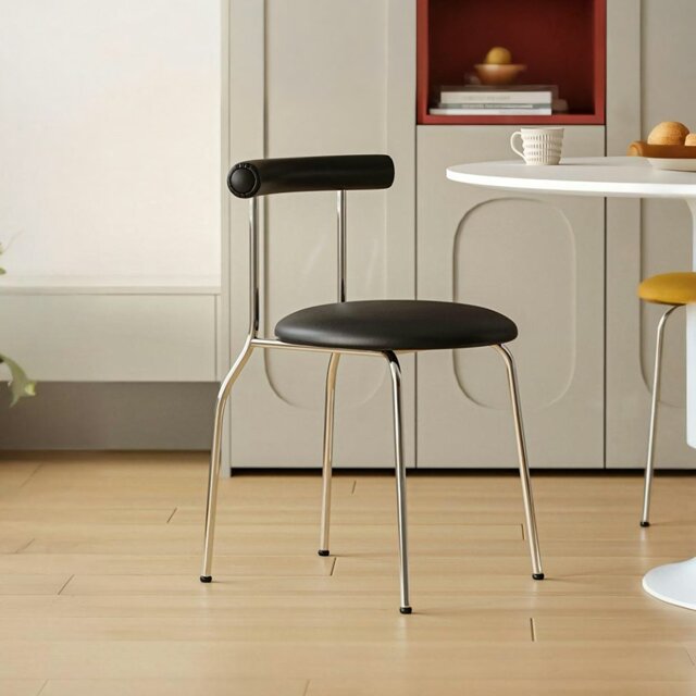 Rackhams Sagan Dining Chair, Leather & Carbon Steel Alloy - Black - image 1