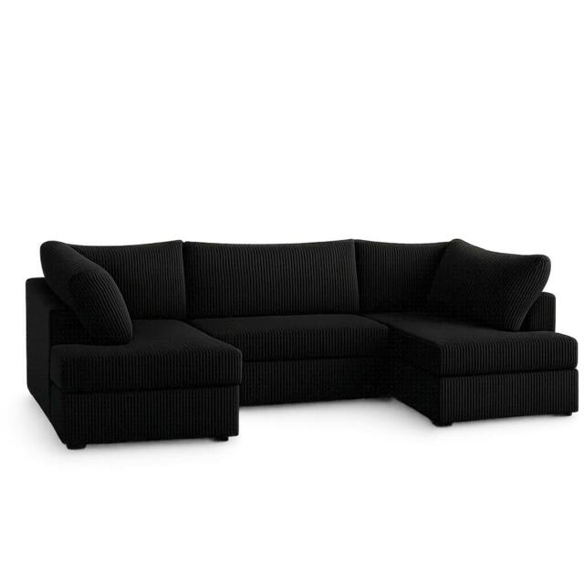 Rackhams London U-Shape Living Room Furniture Range - Midnight Black - U-Shape Sofa - image 1