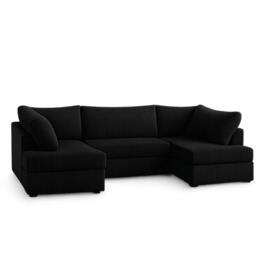 Rackhams London U-Shape Living Room Furniture Range - Midnight Black - U-Shape Sofa
