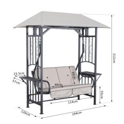Rackhams Outdoor Garden 2 Seater Canopy Swing Seat Porch Loveseat Hammock Chair - thumbnail 6