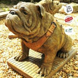 Rackhams Life Size Sitting British Bulldog Stone Garden Ornament