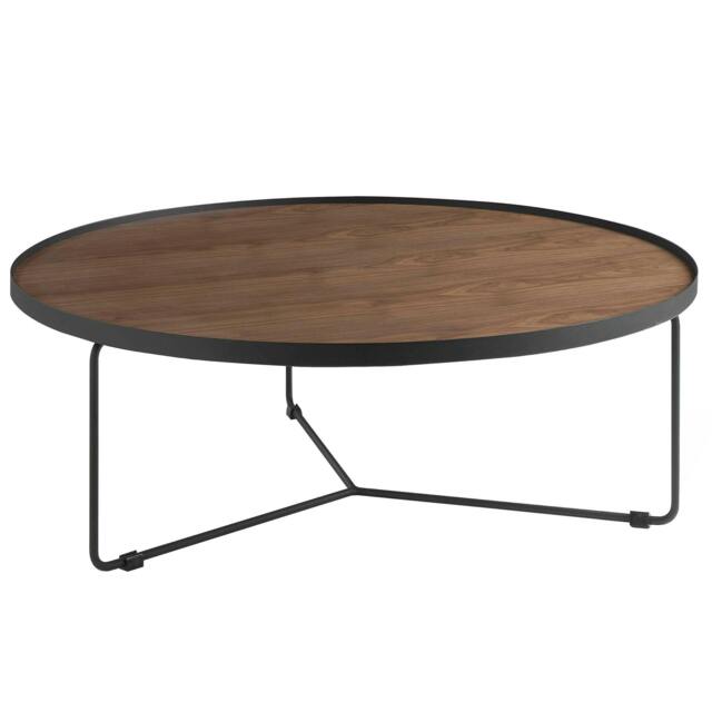 Rackhams Round Coffee Table Walnut and Black Steel 2006 - image 1