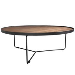 Rackhams Round Coffee Table Walnut and Black Steel 2006 - thumbnail 2